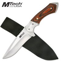 MTech 9" Stainless Drop Point Fixed Blade Knife MT-080 with Pakkawood Handle