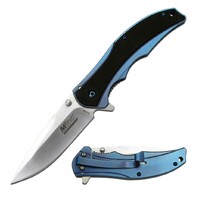 MTech MTE-FDR014D Black Blue Drop Point G10 TiNite Handle Folding EDC Knife