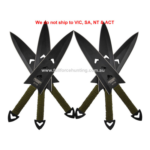 Defender #6776 Xtreme 6 Pce 6.5" Black Throwing Knife Set with Nylon Sheath