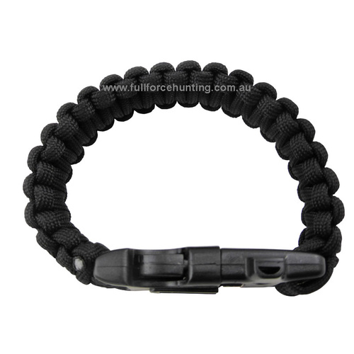 4 in 1 Paracord Survival Wrist Band - Black