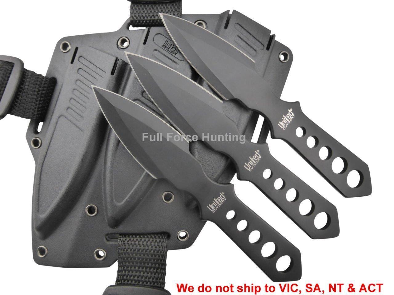 United Cutlery Black Lightning Bolt Throwing Knife Knives Set of 3 with