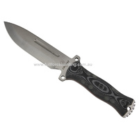 J & V Adventure Knives - Combat | Satin Black & Grey Micarta Knife with Cordura Sheath