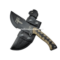 J&V Adventure Knives Black Saurius Traker Black & Tan Micarta Leather Sheath