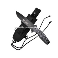J&V Adventure Knives UOE II Tactical Black Fixed Blade Knife