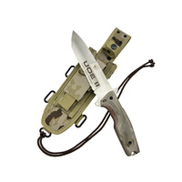 J&V Adventure Knives UOE II Satin Blade with Camo Micarta Tactical Knife