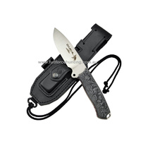 J&V Adventure Knives Chacal Black Micarta Leather Sheath