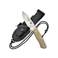 J&V Adventure Knives Chacal Lt Brown Micarta Leather Sheath