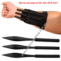 Defender #5230 6" Black Throwing Darts 3 Pce Set with Nylon Wrist Sheath