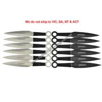 Defender #6232 Black & Silver 6" Kunai Throwing Knives 12 Pce Set & Sheath