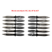 Defender #9591 Black & Silver 6" Throwing Knives 12 Pce Set