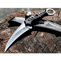 Black G10 Handle Karambit with Leather Sheath