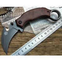 Rosewood Folding Karambit with Pocket Clip