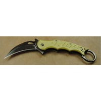 Green G10 Black Blade Folding Karambit with Pocket Clip