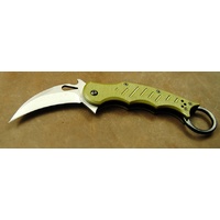 Green G10 Satin Blade Folding Karambit with Pocket Clip