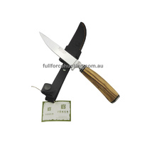 Joker Gamo Olive Wood CO-97 Utility Hunting Knife + Full Leather Sheath