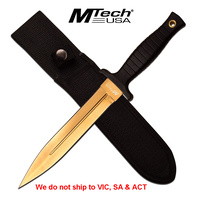 MTech 11.25" Boot Knife MT-20-77GD Black & Gold Tactical Fixed Blade