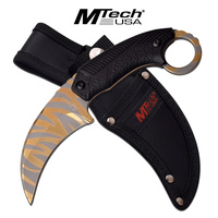 MTech MT-20-78GD Fixed Blade Gold Tiger Stripe Titanium Karambit