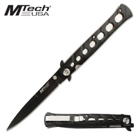 MTech 5" Black Aluminium Handle Folding Stiletto Knife MT-317
