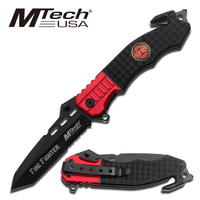 MTech MT-740FD Black Stainless Rescue Folding Knife with Pocket Clip
