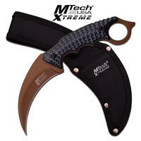 MTech Xtreme MX-8140BT Fixed Blade Matte Brown Titanium G10 Karambit