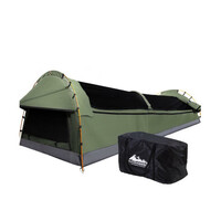 Weisshorn Double Swag Camping Swags Canvas Tent Deluxe Celadon With Mattress