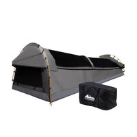 Weisshorn Double Swag Camping Swags Canvas Tent Deluxe Grey With Mattress