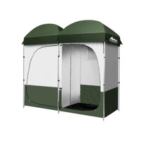 Weisshorn Double Camping Shower Toilet Tent Outdoor & Portable Change Room Green
