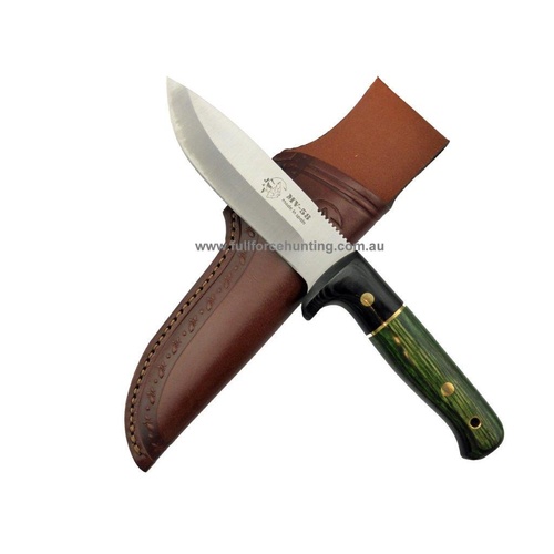 J V Adventure Green Puma Utility Blade Knife | Full Leather Sheath