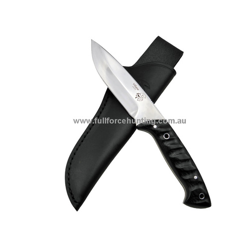 J&V Adventure Knives Villano Black Polished Fixed Blade Knife