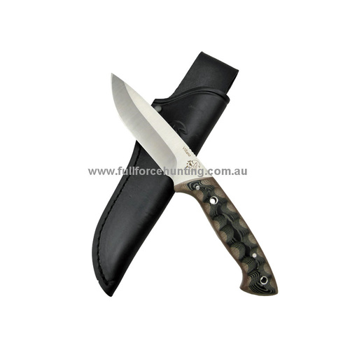 J&V Adventure Knives Villano Black & Brown Micarta Fixed Blade Knife