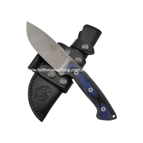 Axarquia Black Blue Micarta Heavy Duty Knife Leather Sheath | J V Adventure Knives