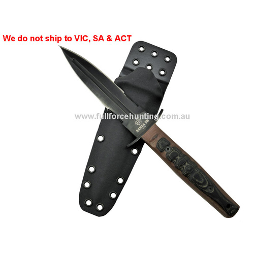 J & V Adventure Knives - Santa Fe Dagger Black with Black & Brown Micarta
