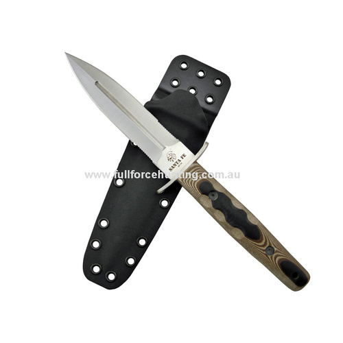J & V Adventure Knives - Santa Fe Dagger Satin Black & Brown Micarta