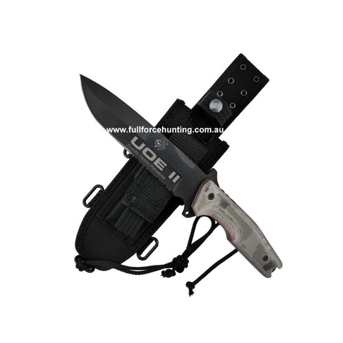 UOE II Black Blade with Camo Micarta Tactical Survival Knife  JV Adventure Knives