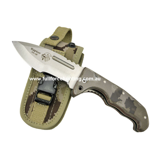 J&V Adventure Knives - Raptor Camo Micarta Tactical Liner Lock Folder