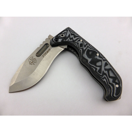 J&V Adventure Knives Titan Folding Knife Tactical Black Micarta