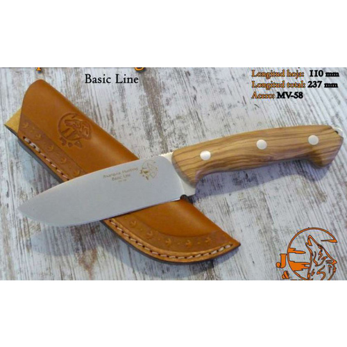 J & V Axarquia Hunting Olive Wood Full Tang Fixed Blade Knife