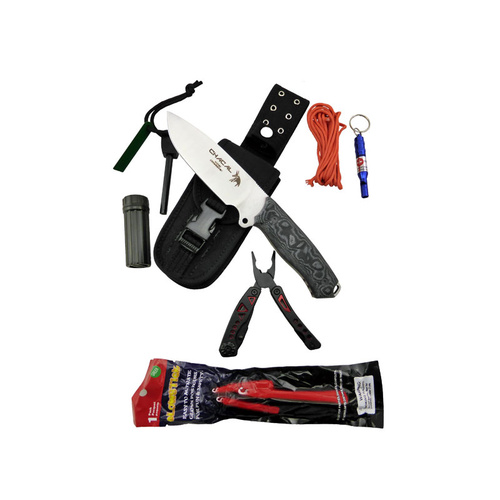 J&V Adventure Knives Chacal Black Micarta with Survival Kit | Cordura Sheath