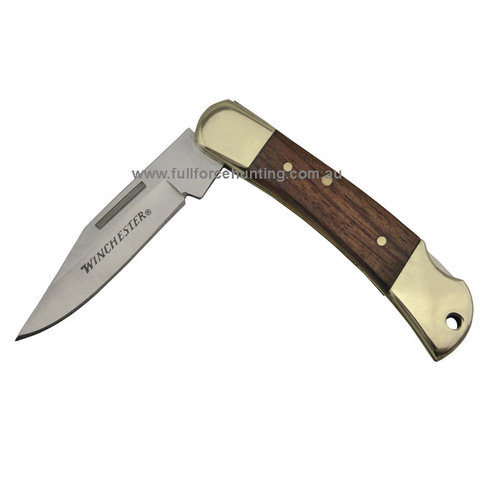 New WINCHESTER 2.5 Brass Wood Pocket EDC Folder Folding Knife Hunting  Camping