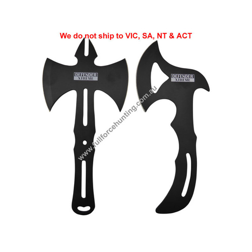 Defender #9340 Xtreme 11" Black Throwing Axe 2 Pce Set