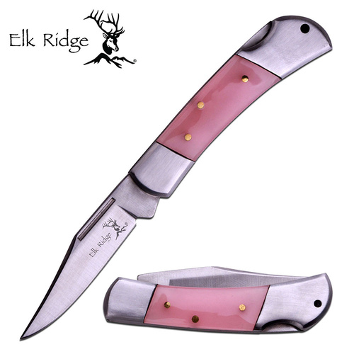 Elk Ridge ER-125PK Pink Acrylic 75mm Satin Folding Knife