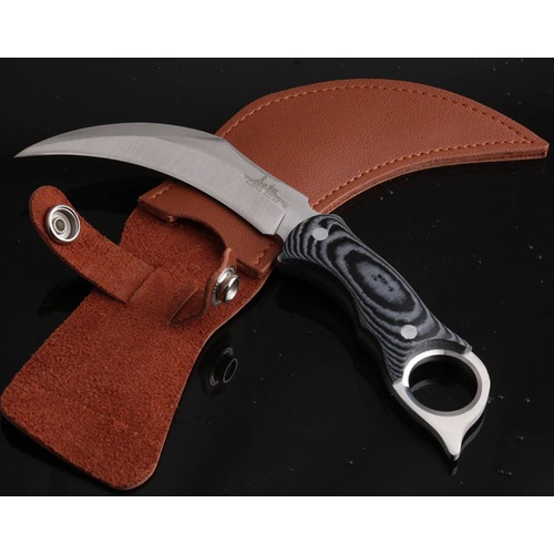 Hibben Black Micarta Karambit with Leather Sheath
