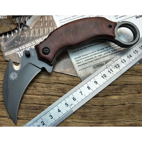 Rosewood Folding Karambit with Pocket Clip