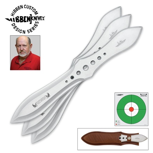 Gil Hibben GH2033 Competition 12" Triple Thrower Set with Leather Sheath