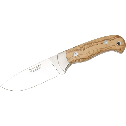 Joker Montes II Olive Wood CO-08 Utility Hunting Knife + Full Leather Sheath