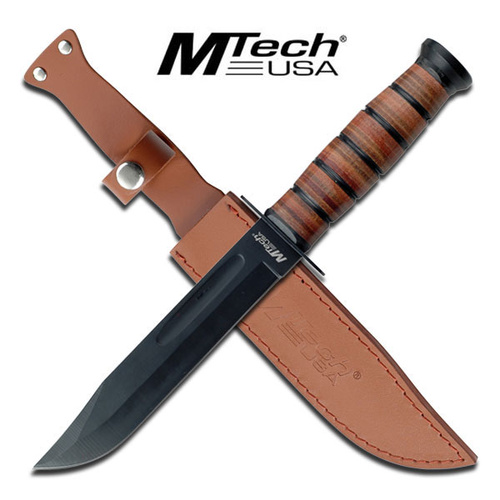 MTech MT-122 Fixed Blade 12" Knife with Leather Handle