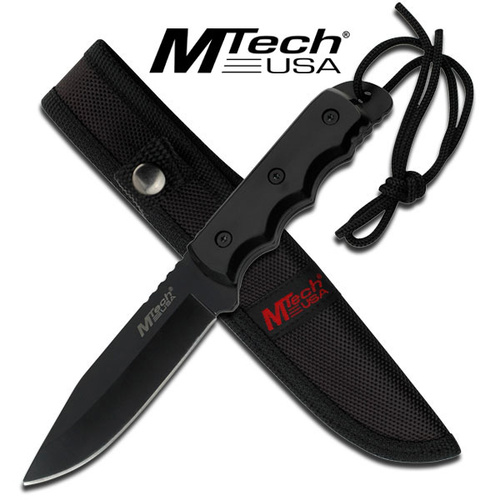 MTech MT-20-35BK Black 8" Full Tang Tactical Knife with Nylon Sheath