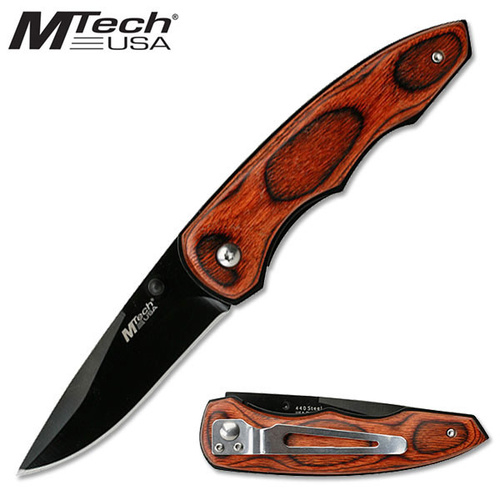 MTech USA MT-407 Red Pakkawood Manual Folding Knife