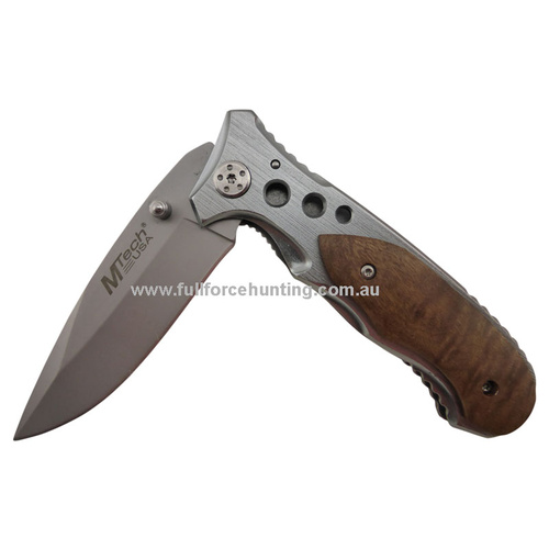 MTech Stainless Folding Knife MT-423SL with Wood Inlay