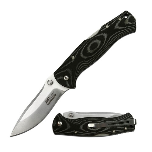 MTech MTE-FDR013-LM Drop Point Black Micarta Handle Folding EDC Knife